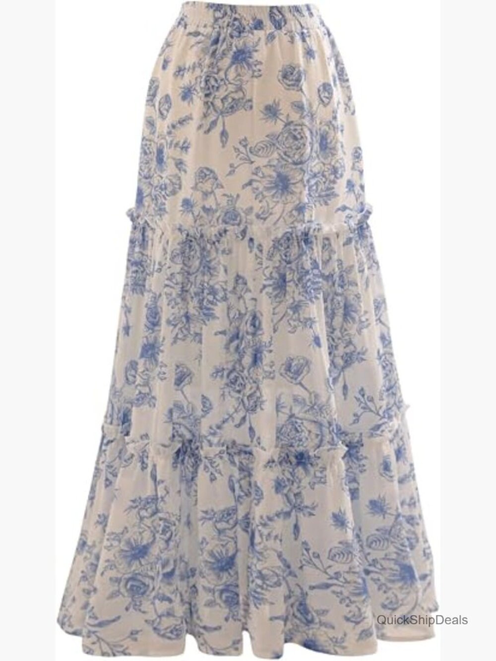 Floral Print Tiered Layered Maxi Skirt High Waist Ruffled Boho